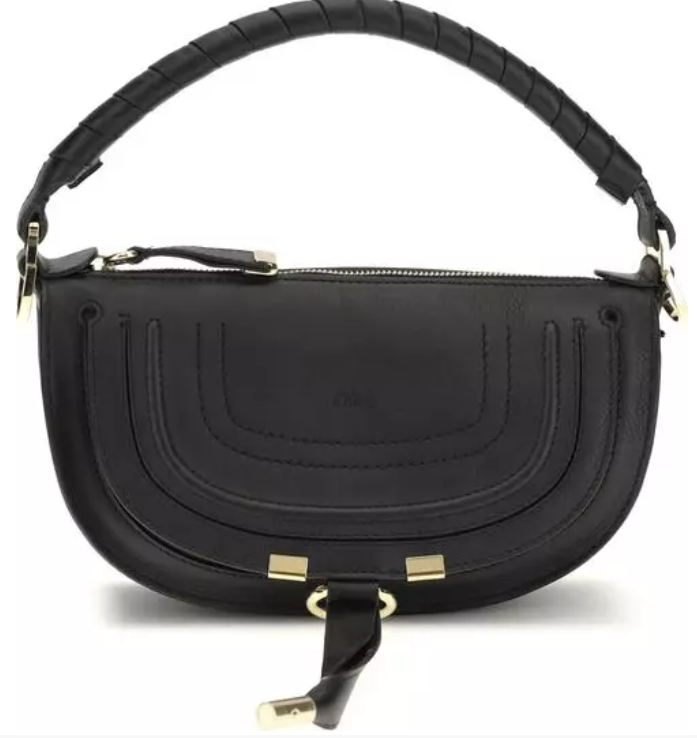 Chloe - Schultertasche Bos Taurus aus schwarzem Kalbsleder | Spoil me