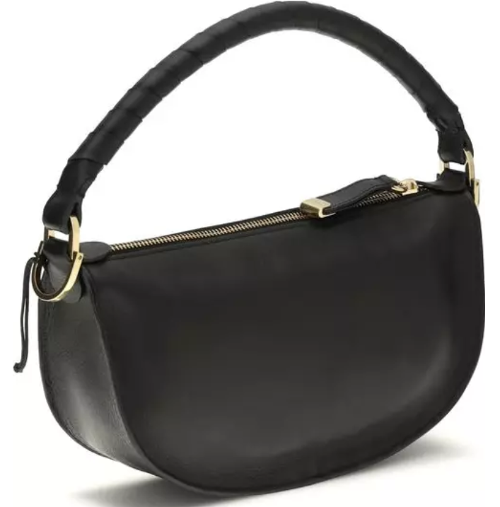 Chloe - Schultertasche Bos Taurus aus schwarzem Kalbsleder | Spoil me