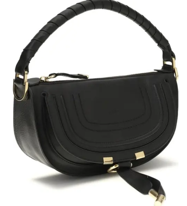 Chloe - Schultertasche Bos Taurus aus schwarzem Kalbsleder | Spoil me