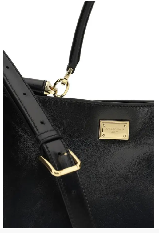 Dolce Gabbana Schultertasche Bos Taurus aus schwarzem Kalbsleder | Spoil me