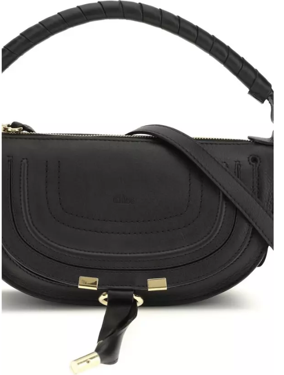 Chloe - Schultertasche Bos Taurus aus schwarzem Kalbsleder | Spoil me