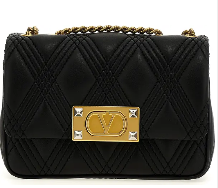 Valentino Garavani - Schultertasche aus schwarzem Lammleder I Spoil me
