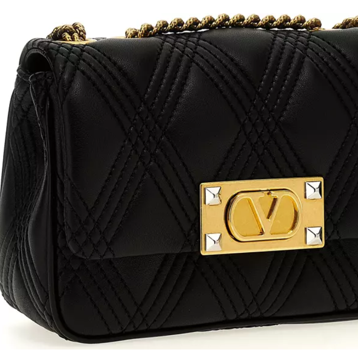 Valentino Garavani - Schultertasche aus schwarzem Lammleder I Spoil me