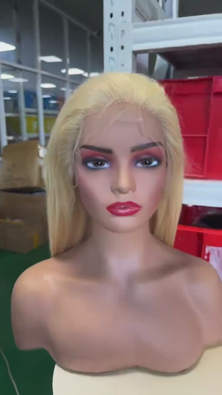 Echthaar Perücke Bone Straight brasilianisch blond